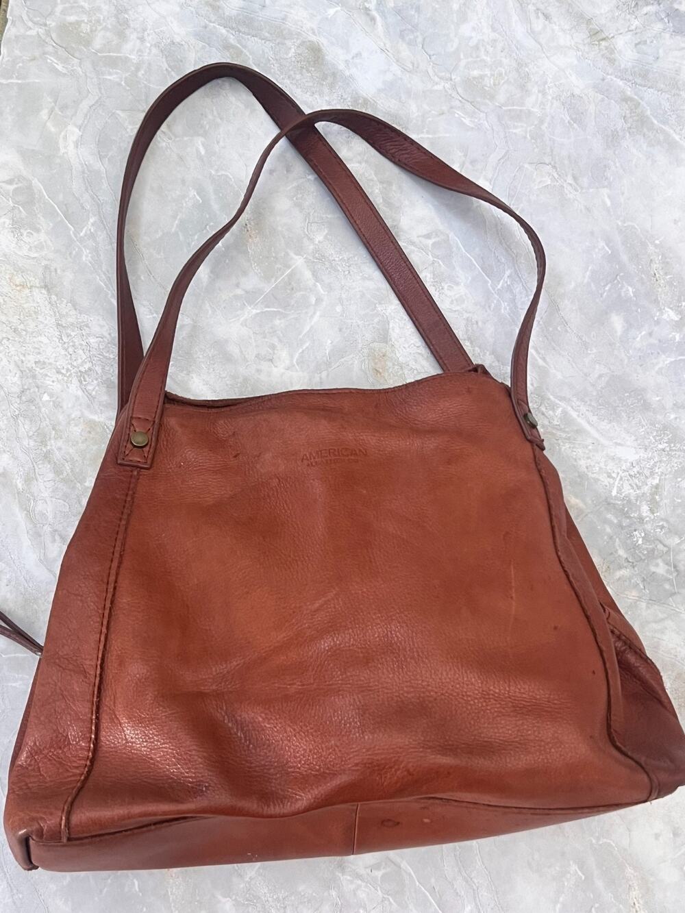 American Leather Co. Triple Entry Satchel Desert Brown Purse